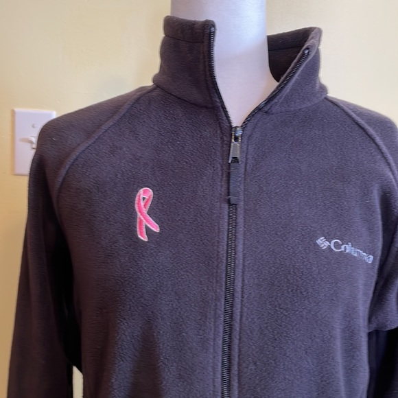 Columbia breast cancer awareness fleece jacket full zip with pockets, black/pink - Picture 3 of 5